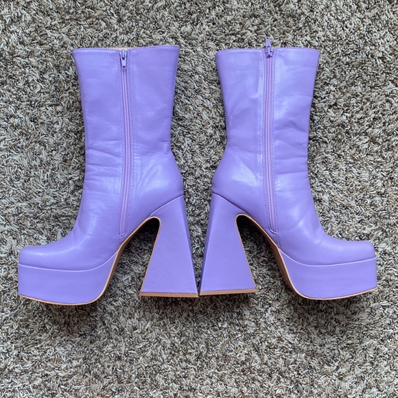 DOLLS KILL Lilac That Mystique Platform Boots Vegan Leather Size 8 Daphne Blake - Picture 2 of 9